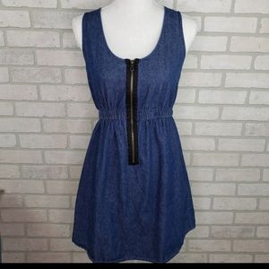 Jean  tank dress w exposed zipper
